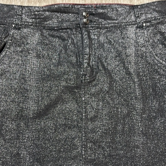 Sz 18 Glitter shiny black mini skirt Lane Bryant stretchy! - Picture 2 of 5
